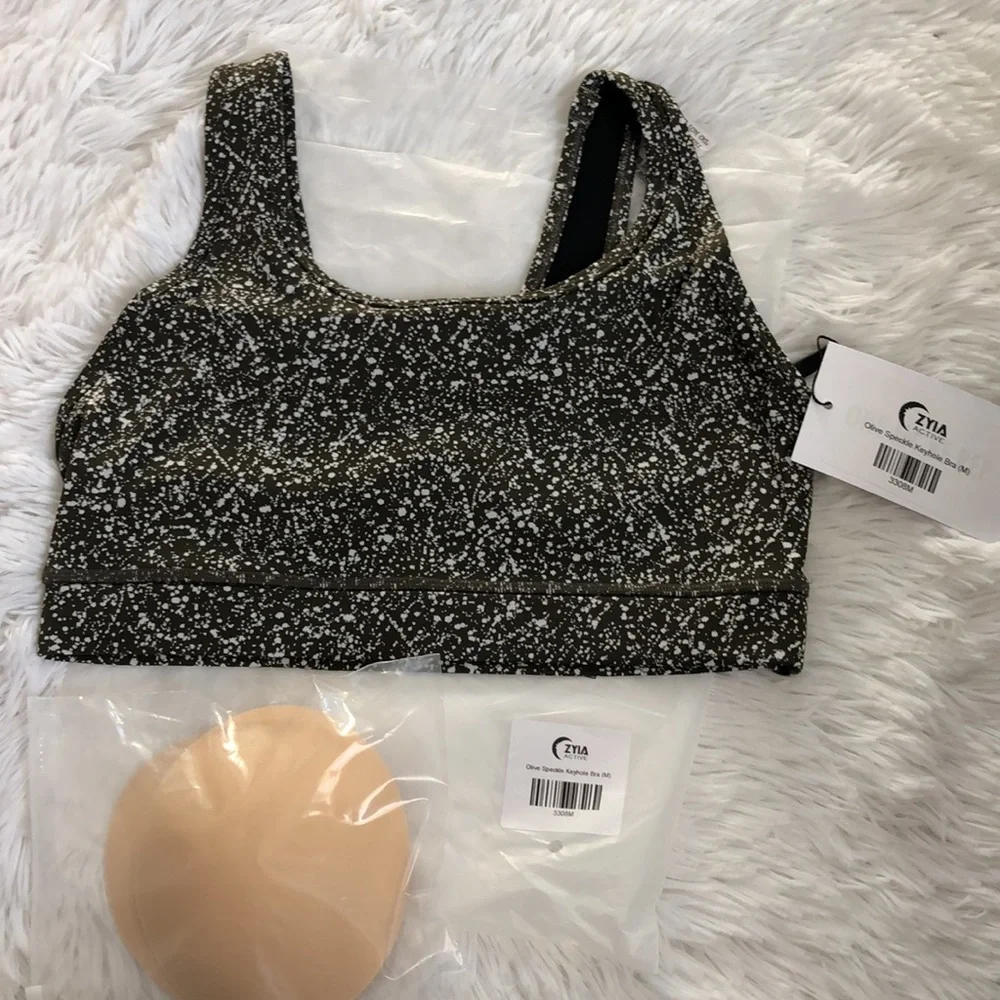 ZYIA Olive Green Speckled Sports Bra - Medium - Picture 5 of 13